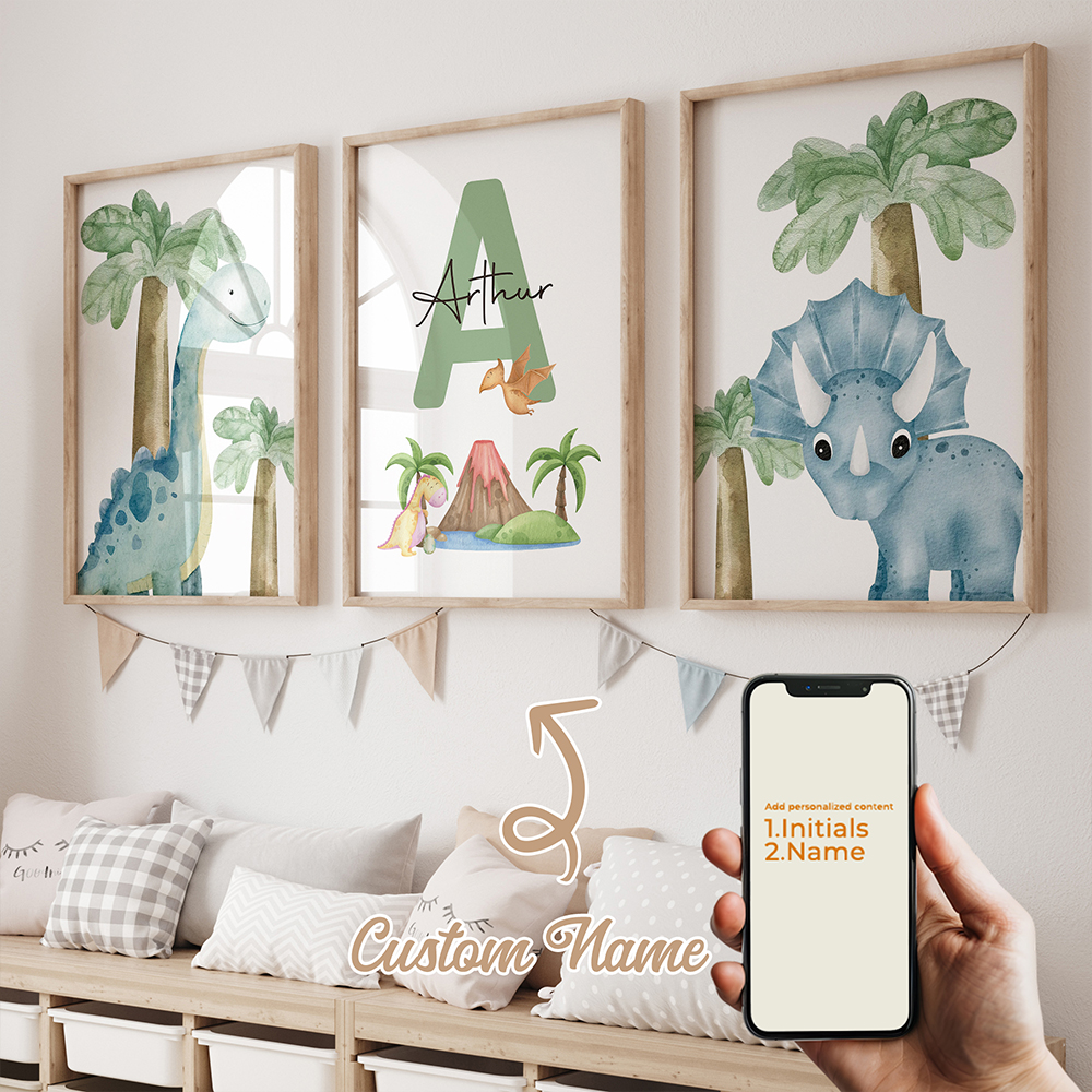 Home Decor Foto - 3pcs Personalized Custom Name Cartoon Child
