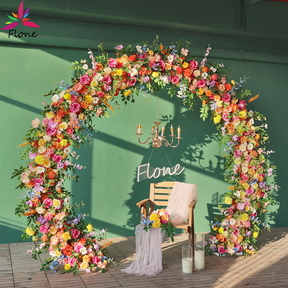 Home Decor Garland - Orange Circle Artificial Flowers Runner Garland
