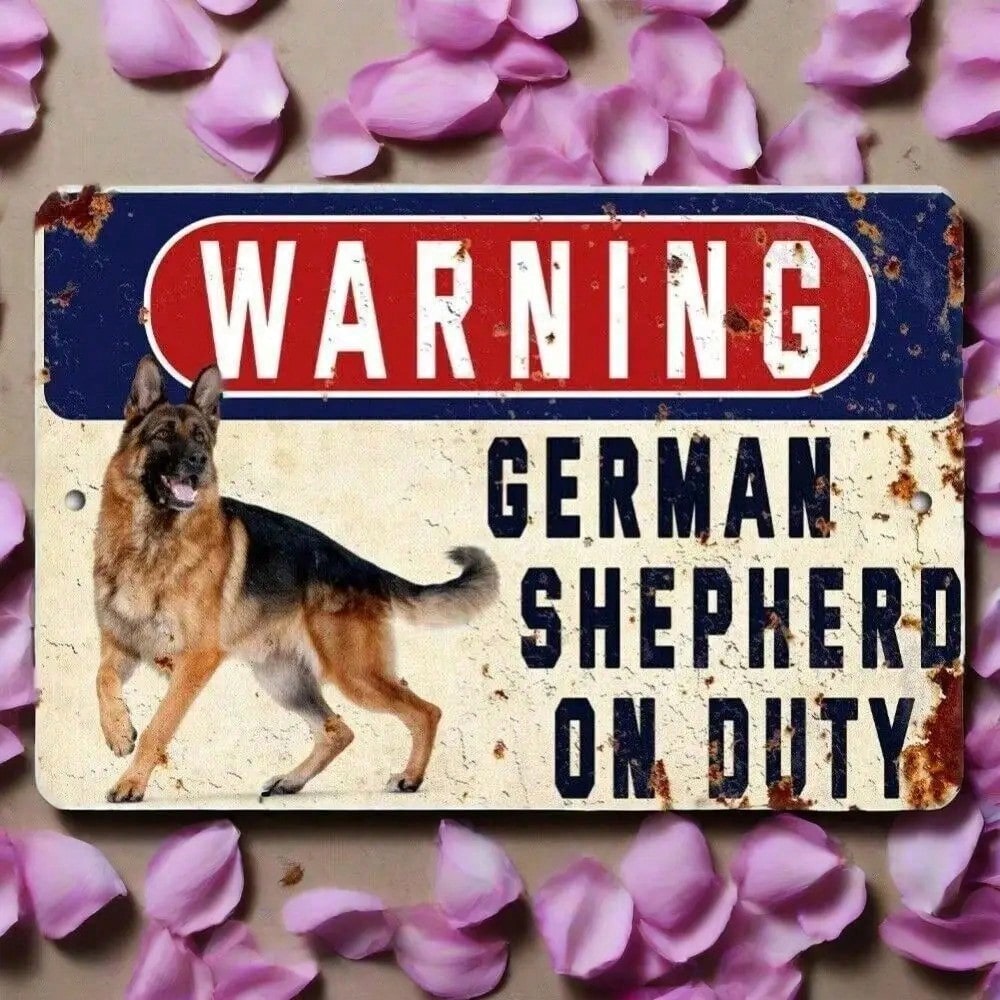 Germany Home Decor - German Shepherd On Duty Metal Sign,