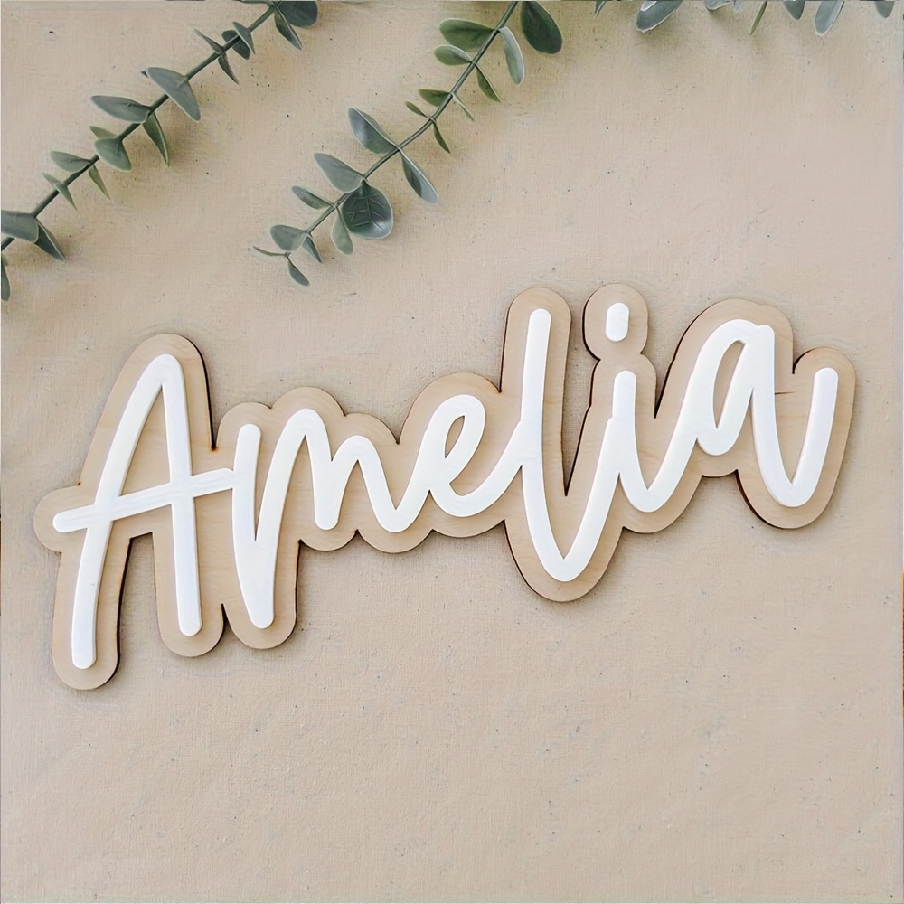 Home Decor Wall Art - Customizable Double-Layered Wooden Name Plaque with