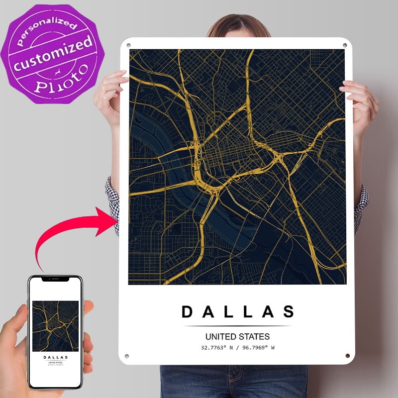 Home Decor Dallas - Dallas City Map Art Printed Poster