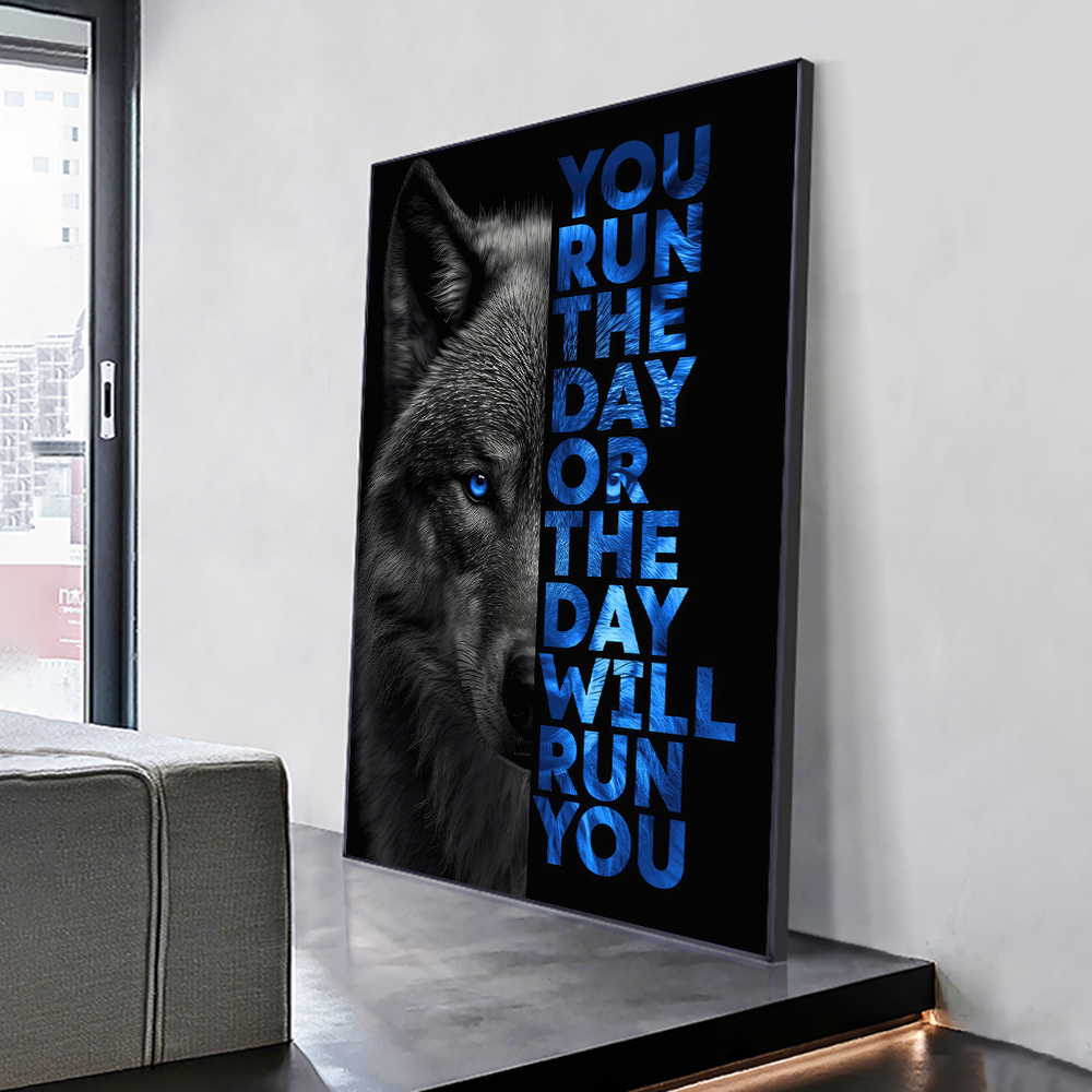 Home Decor Quotes On Wall - Canvas Painting Wild Lion Letter Motivational