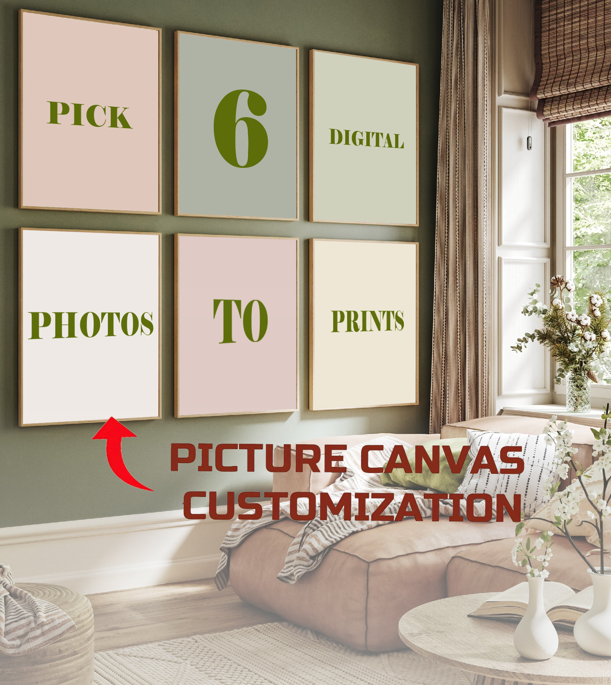 Home Decor Foto - 6pcs/set Custom Canvas Printing Personalized Photo