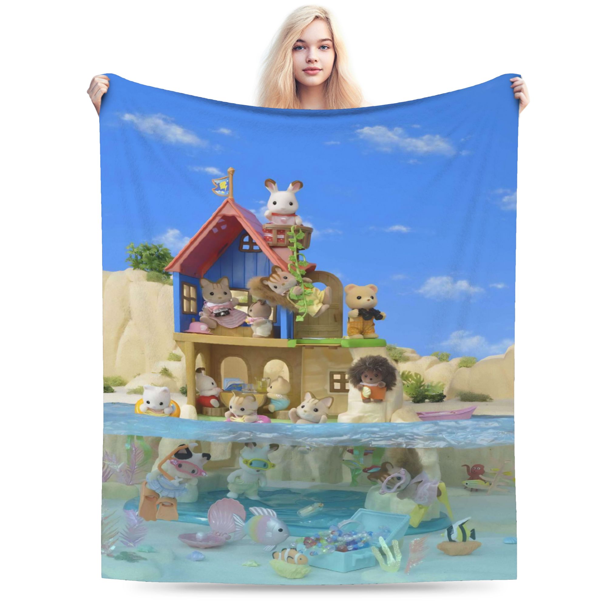 Home Decor Fallout 4 - Sylvanian Families Plush Blanket Kids Adult