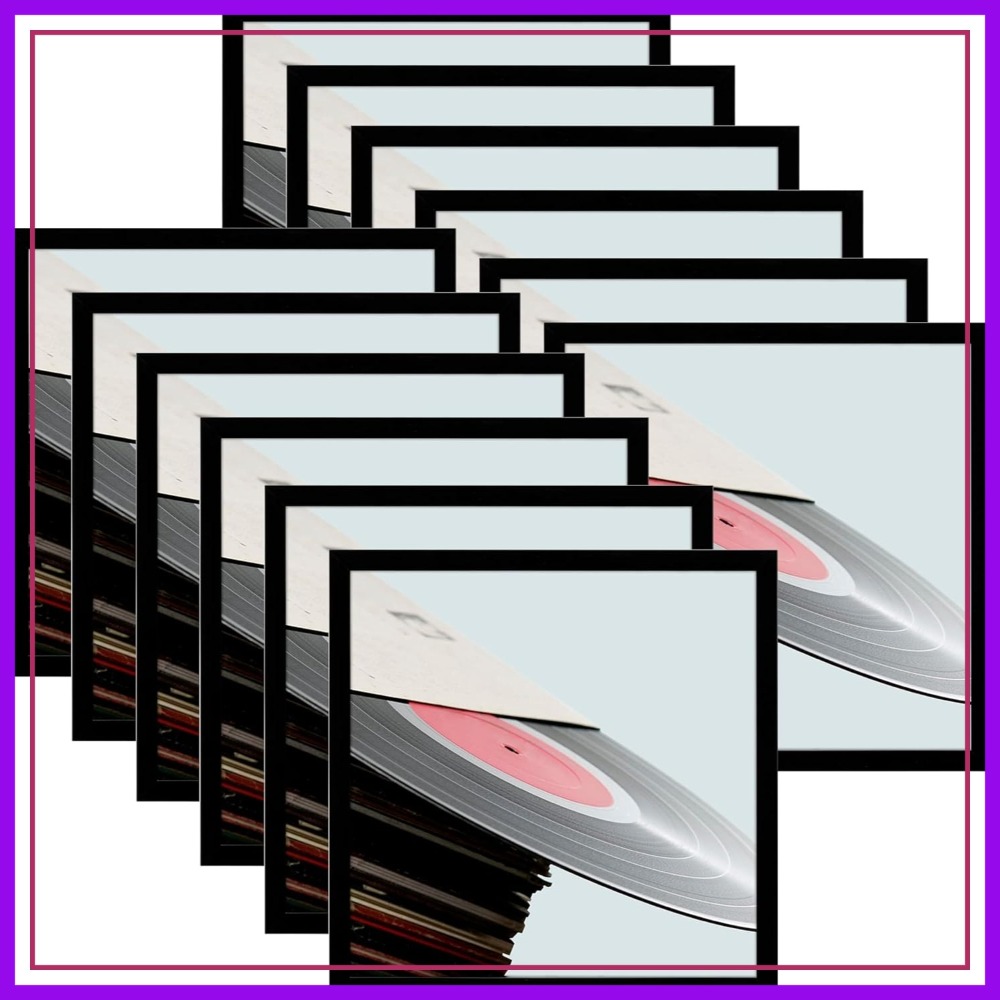 Home Decor Wall Art - 12.5x12.5 Vinyl Record Frame, Matte Black