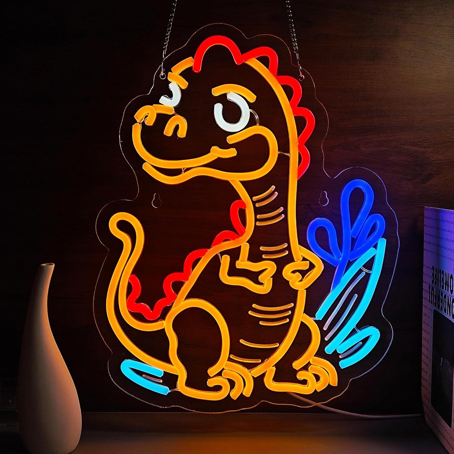 Cute Dinosaur Neon Sign Cartoo - Home Decor Wall Art のレビューと価格