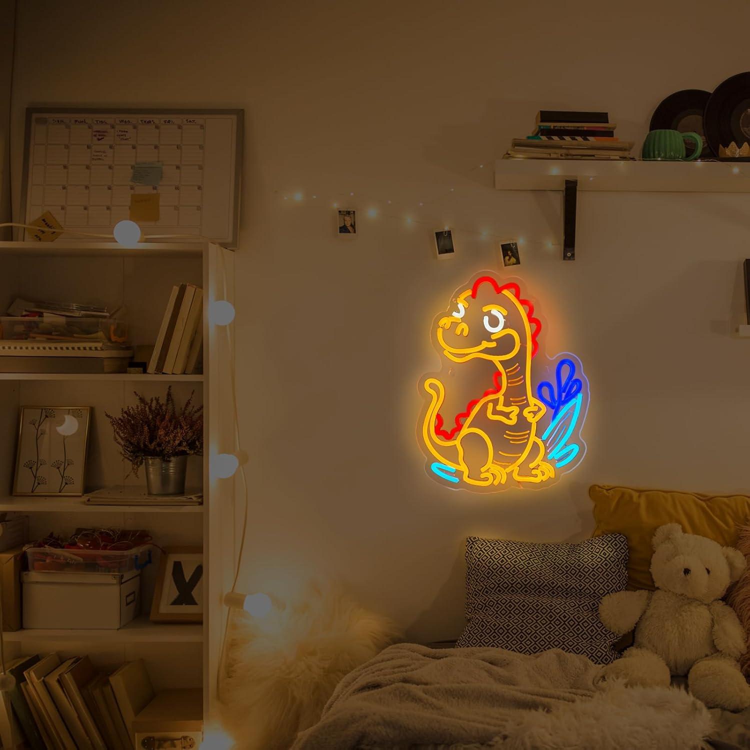 Cute Dinosaur Neon Sign Cartoo - Home Decor Wall Art のレビューと価格