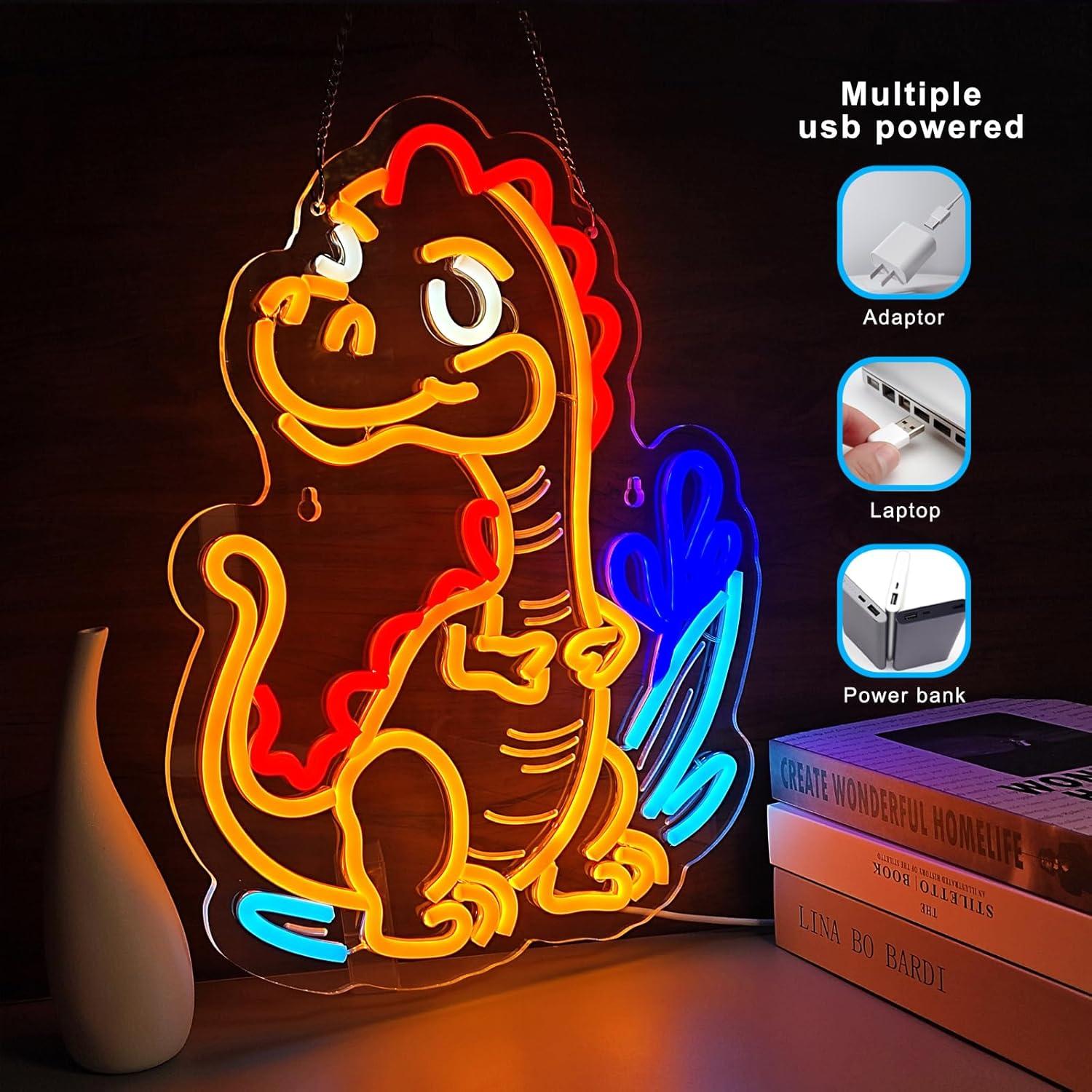 Cute Dinosaur Neon Sign Cartoo - Home Decor Wall Art のレビューと価格