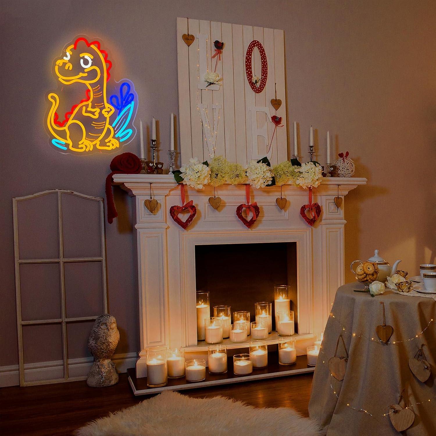 Cute Dinosaur Neon Sign Cartoo - Home Decor Wall Art のレビューと価格