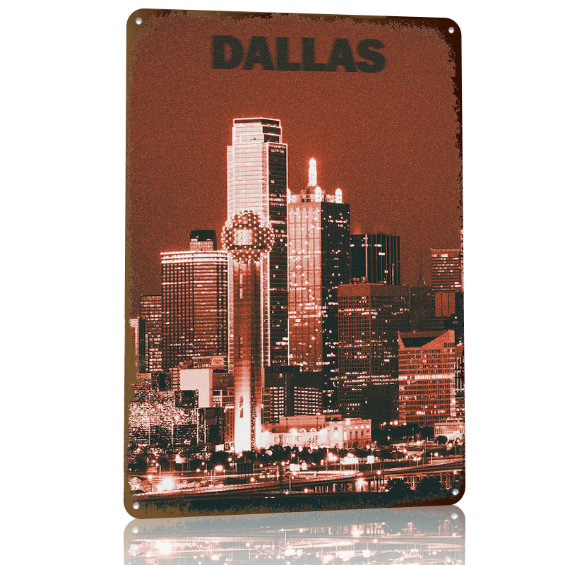 Dallas Skyline Tinplate Poster - Home Decor Dallas のレビューと価格