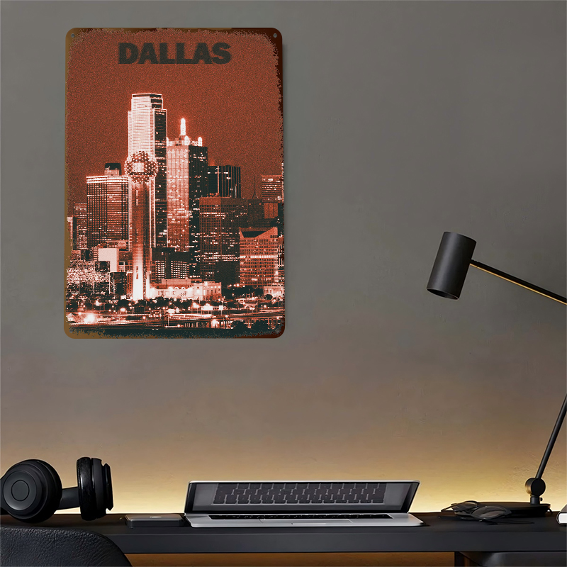 Dallas Skyline Tinplate Poster - Home Decor Dallas のレビューと価格