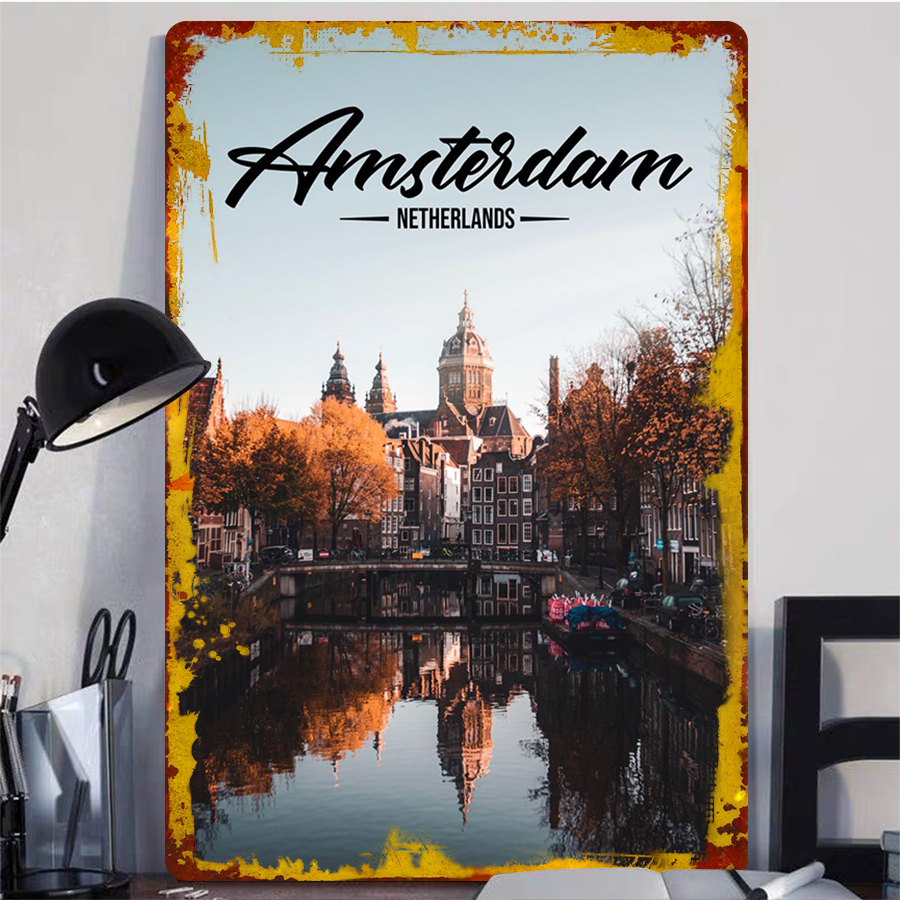 Amsterdam Netherlands Cityscap - Home Decor Netherlands のレビューと価格