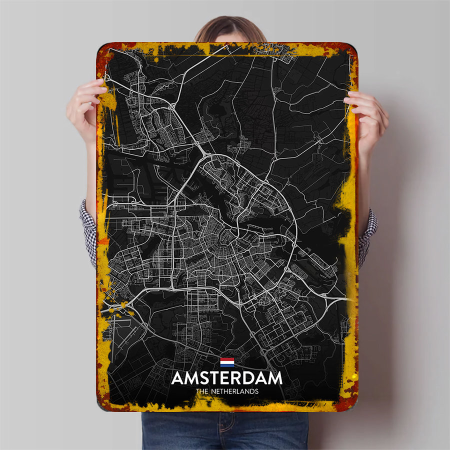 Custom Amsterdam City Map Meta - Home Decor Netherlands のレビューと価格