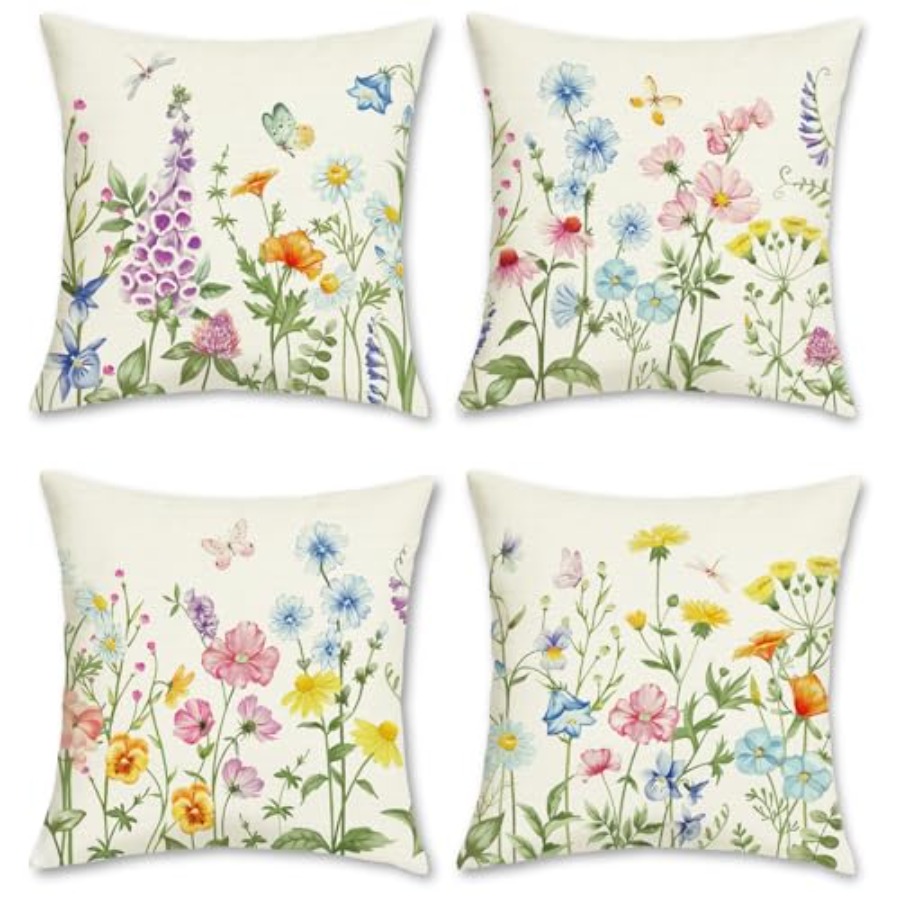 Spring Floral Throw Pillow Cov - Decorative Throw Pillow のレビューと価格