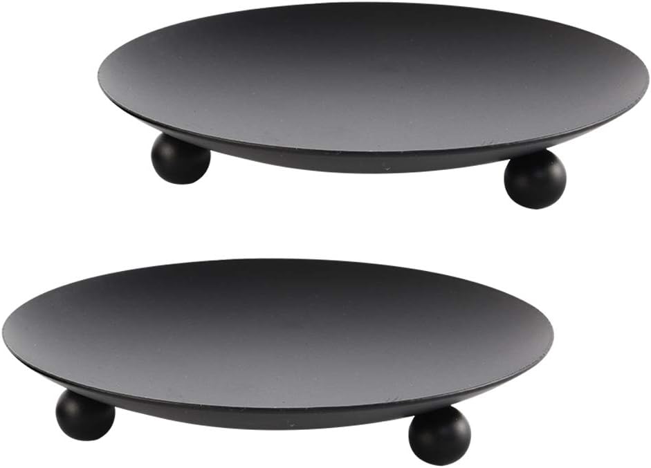 Set of 2 Black Iron Candle Pla - X Home Decor のレビューと価格