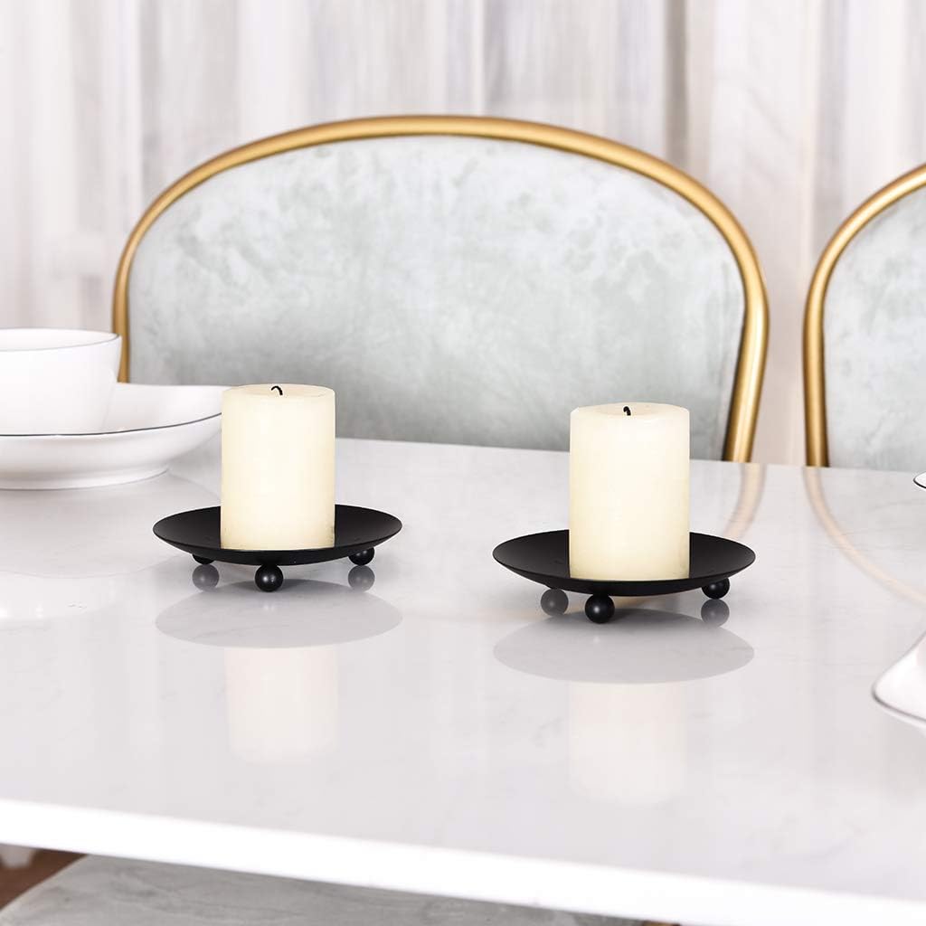 Set of 2 Black Iron Candle Pla - X Home Decor のレビューと価格