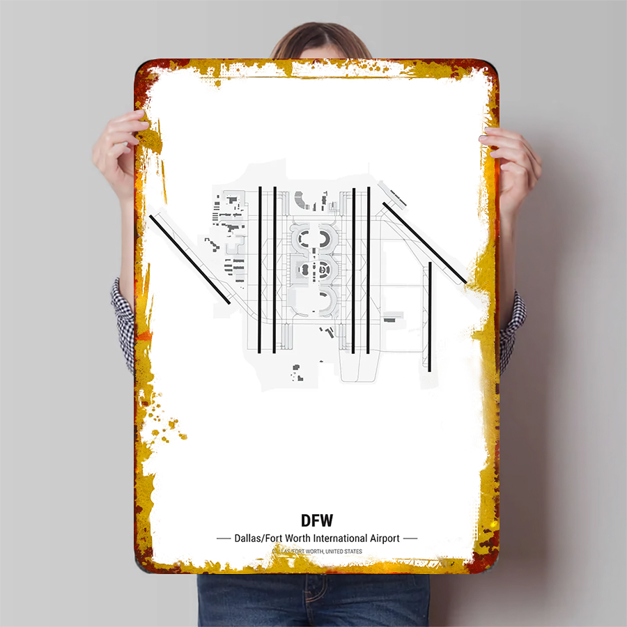 DFW Airport Map Metal Wall Art - Home Decor Dallas のレビューと価格