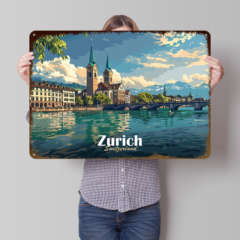 Zurich Cityscape Tinplate Post - Home Decor Zurich のレビューと価格