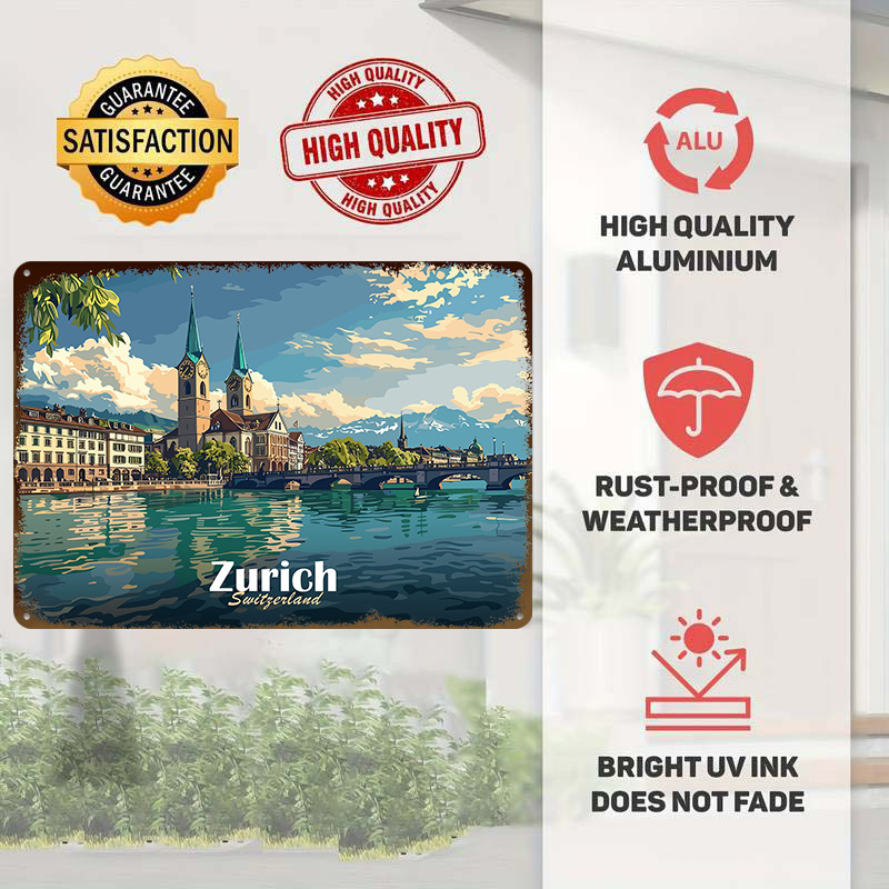 Zurich Cityscape Tinplate Post - Home Decor Zurich のレビューと価格