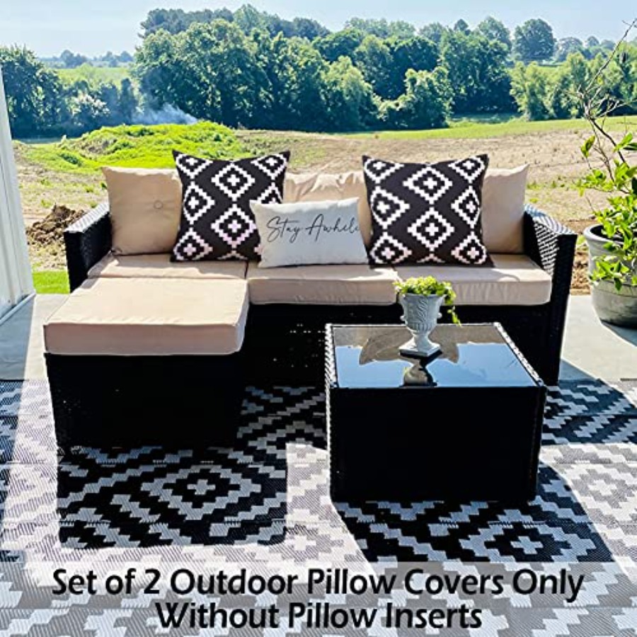 Black and White Outdoor Pillow - Decorative Throw Pillow のレビューと価格