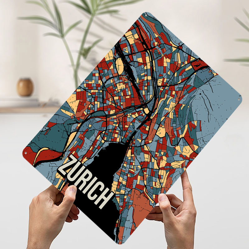 Zurich City Map Travel Tinplat - Home Decor Zurich のレビューと価格