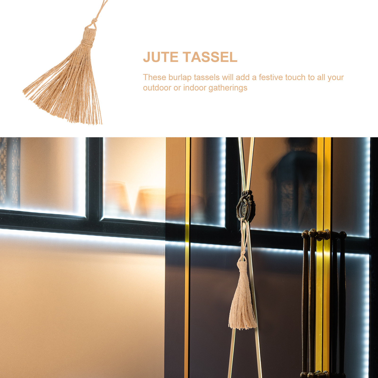 6Pcs Natural Jute Tassel Garla - Home Decor Garland のレビューと価格