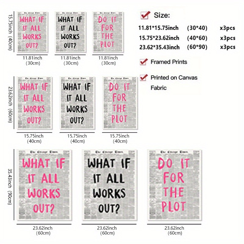3PCS Canvas With Frame Motivat - Home Decor Quotes On Wall のレビューと価格