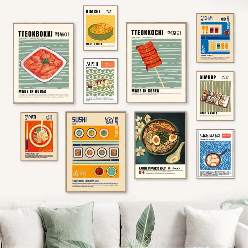 Asian Food Canvas Painting Pos - Home Decor Korea のレビューと価格
