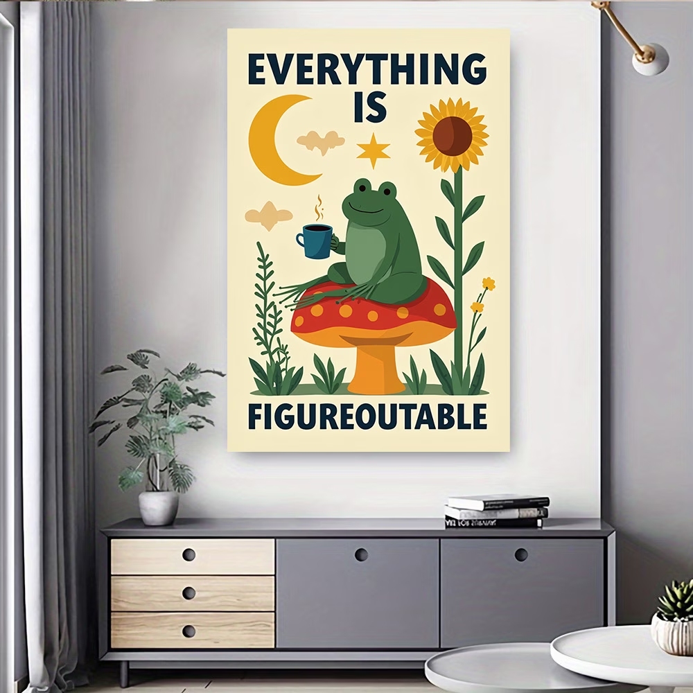 Retro Cute Frog On Sunflower M - Home Decor Quotes On Wall のレビューと価格