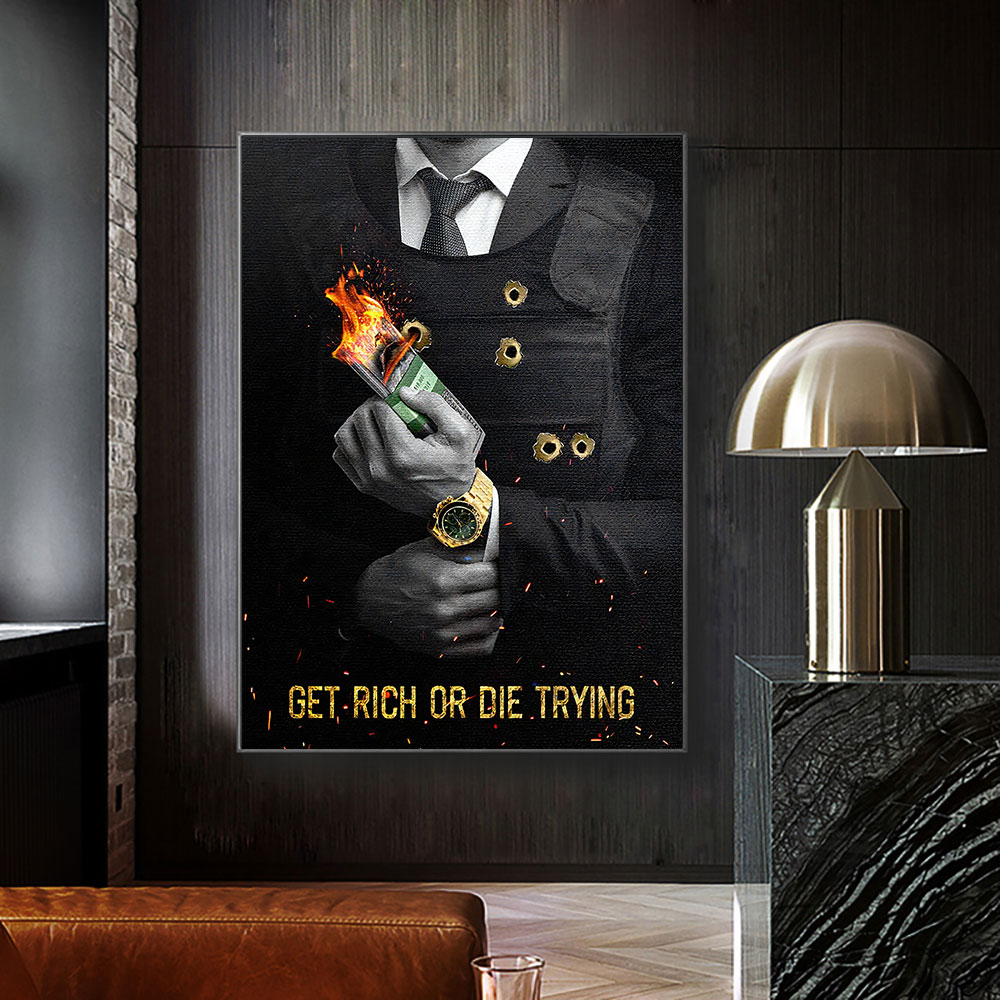 Motivating Quote Get Rich or D - Home Decor Quotes On Wall のレビューと価格