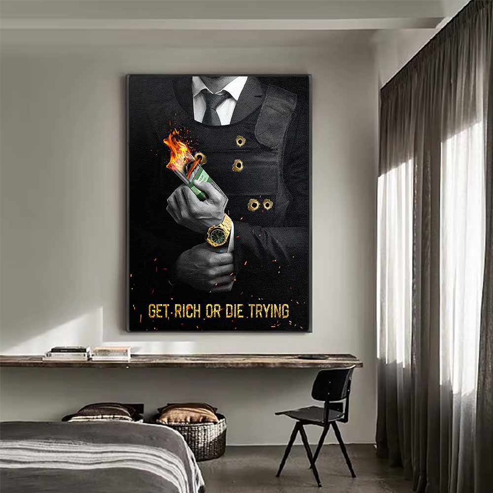 Motivating Quote Get Rich or D - Home Decor Quotes On Wall のレビューと価格