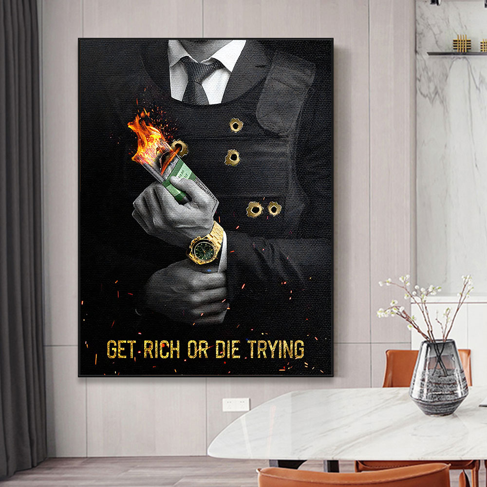 Motivating Quote Get Rich or D - Home Decor Quotes On Wall のレビューと価格