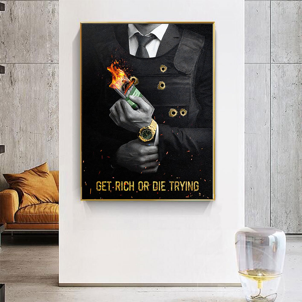 Motivating Quote Get Rich or D - Home Decor Quotes On Wall のレビューと価格