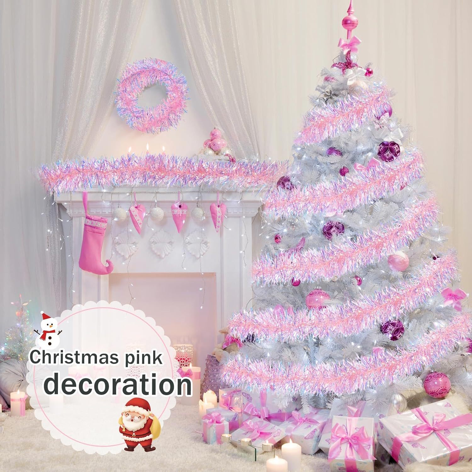 1-10PCS Pink Tinsel Garland Sh - Home Decor Garland のレビューと価格