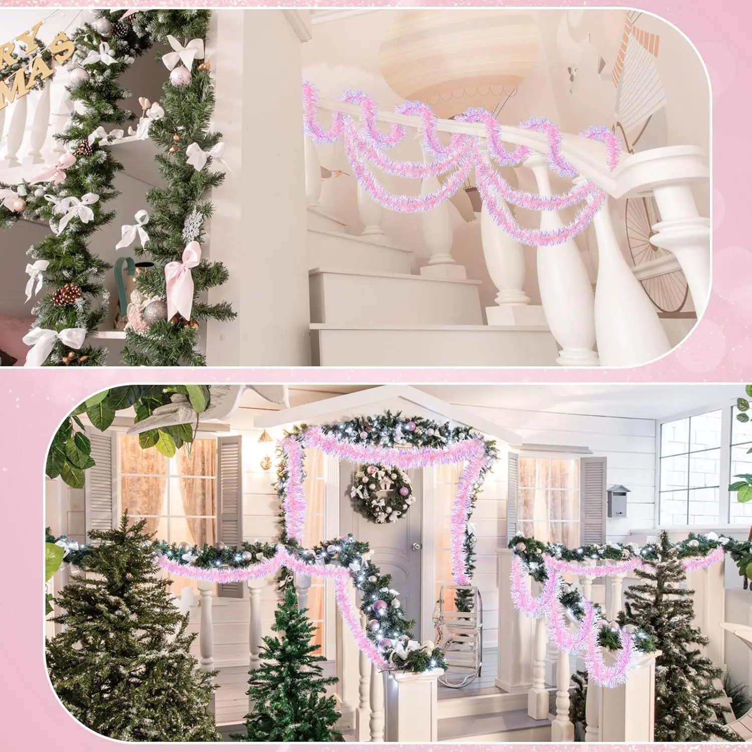 1-10PCS Pink Tinsel Garland Sh - Home Decor Garland のレビューと価格