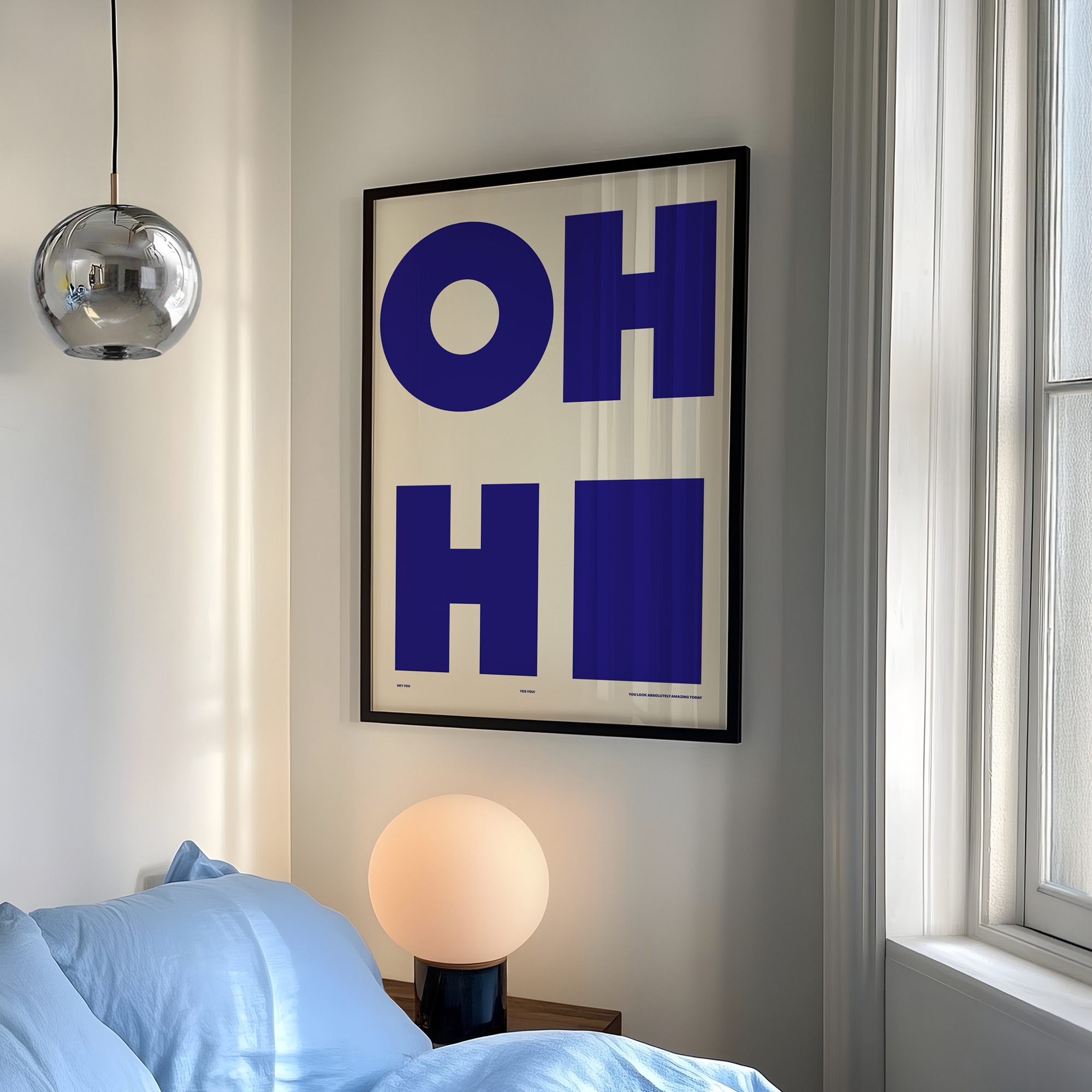 Modern,Minimalist OH HI Blue W - Home Decor Foto のレビューと価格
