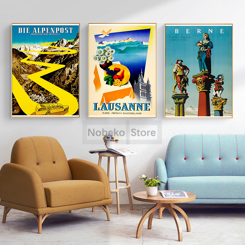 Switzerland Vintage Travel Pos - Home Decor Zurich のレビューと価格