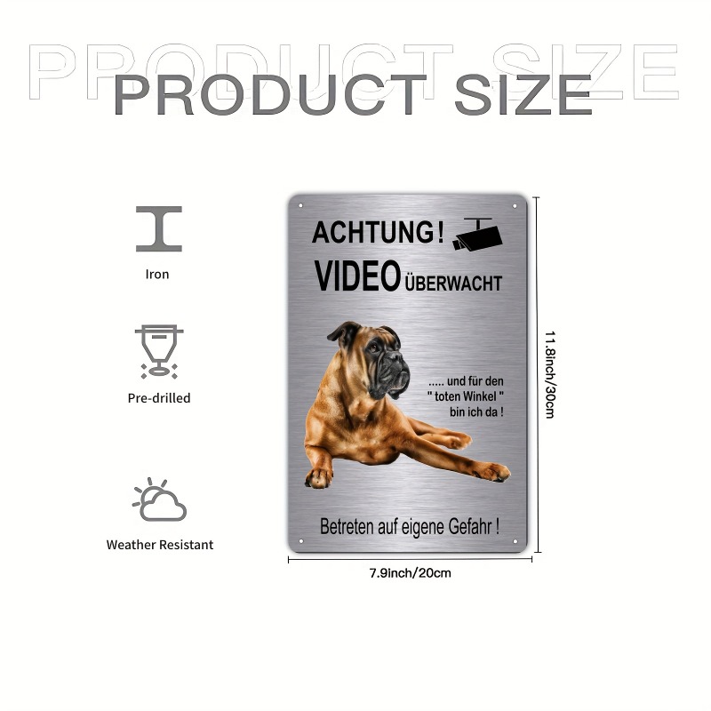 Boxer Dog Security Sign 2D Fla - Germany Home Decor のレビューと価格