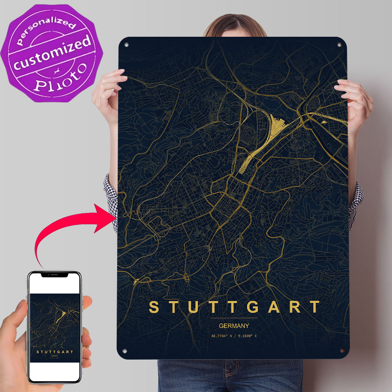 Stuttgart Germany Map Art Post - Germany Home Decor のレビューと価格