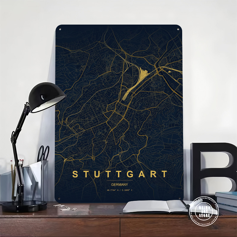 Stuttgart Germany Map Art Post - Germany Home Decor のレビューと価格