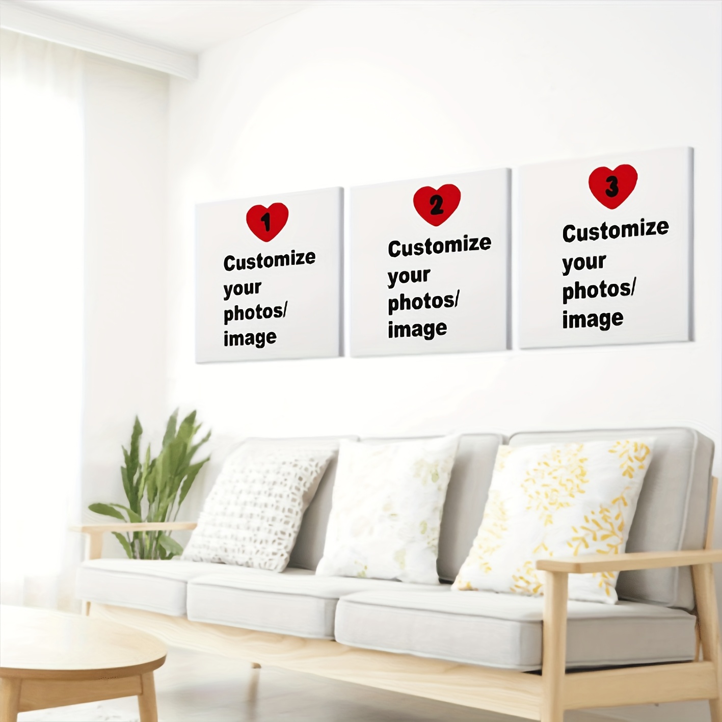 3pcs/set Custom Square Canvas  - Home Decor Foto のレビューと価格