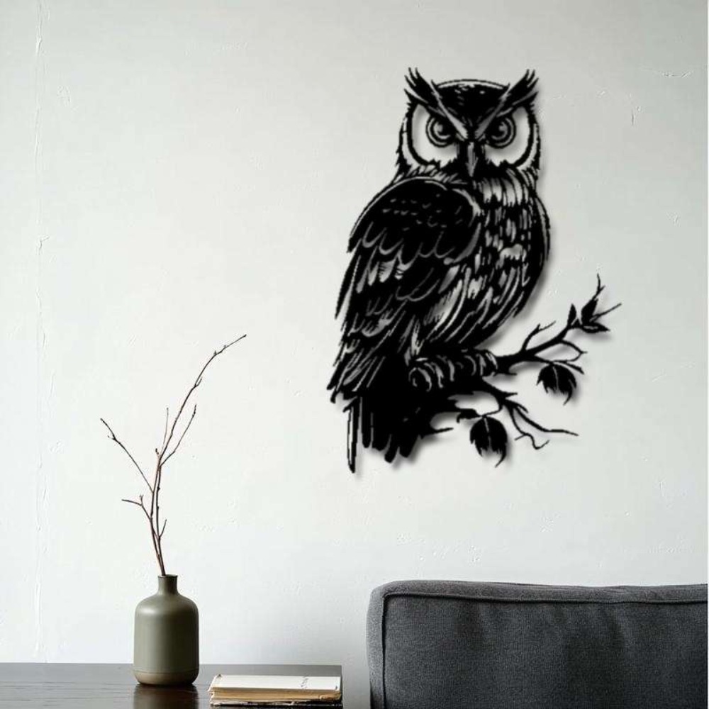 Metal Wall Art Owl Statue 1pc: - Home Decor Quirky のレビューと価格