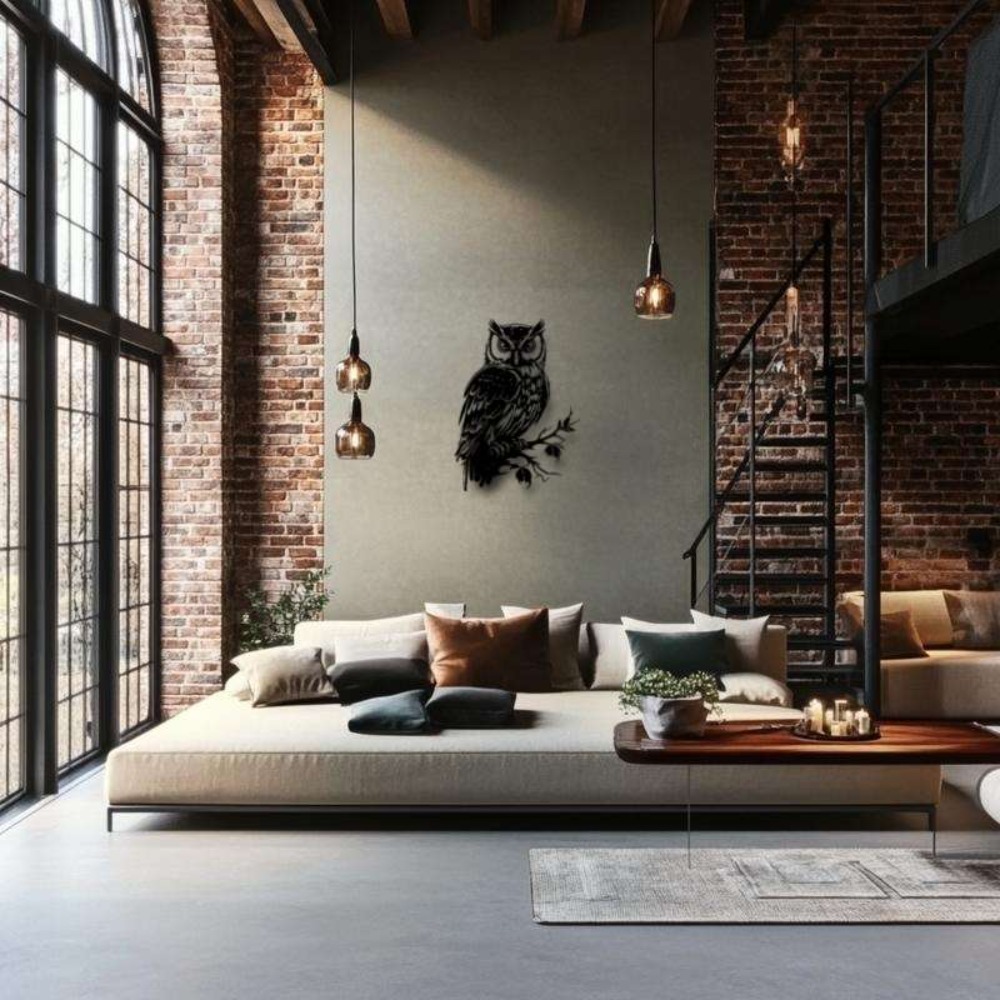Metal Wall Art Owl Statue 1pc: - Home Decor Quirky のレビューと価格