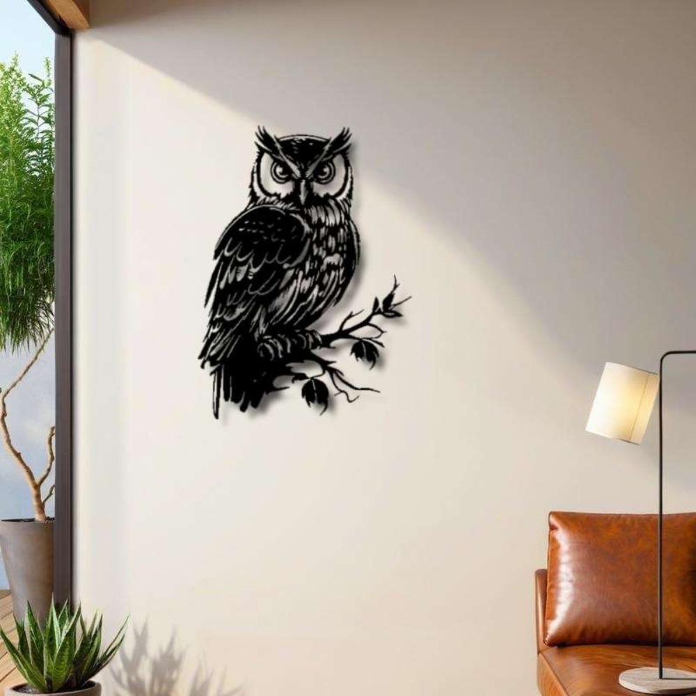 Metal Wall Art Owl Statue 1pc: - Home Decor Quirky のレビューと価格
