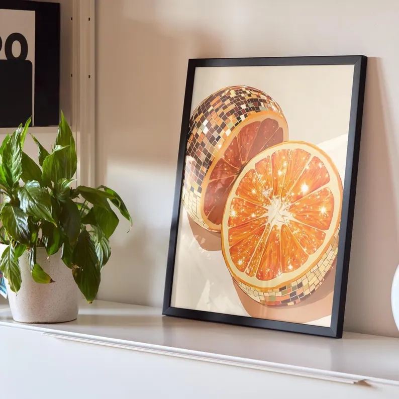 Modern Orange Disco Ball  Wall - Home Decor Orange のレビューと価格