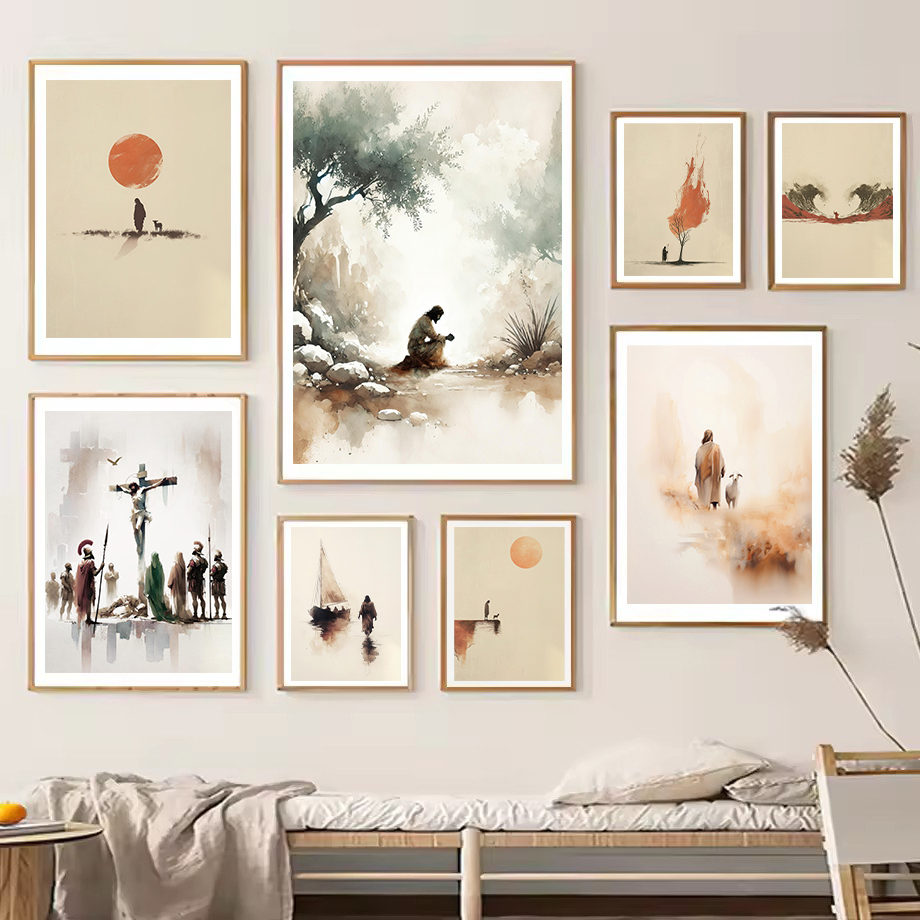 Watercolor Jesus leaves the 99 - Home Decor Jesus のレビューと価格