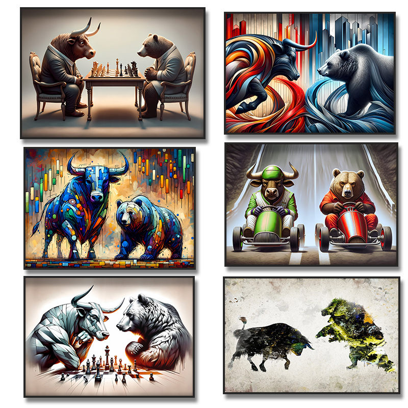 Bull and Bear Play Chess Wall  - Home Decor Exchange のレビューと価格