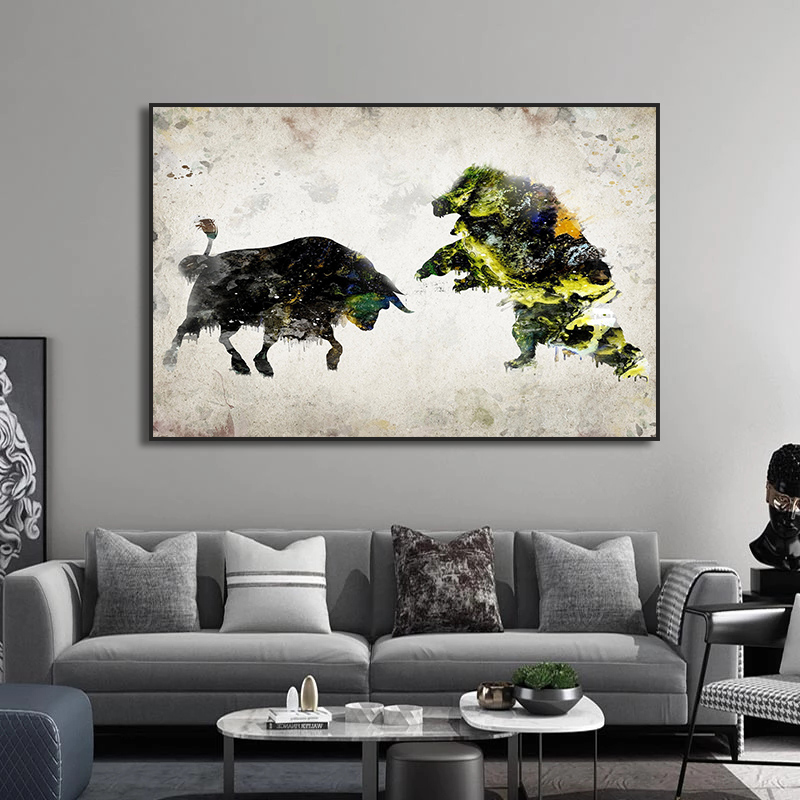 Bull and Bear Play Chess Wall  - Home Decor Exchange のレビューと価格