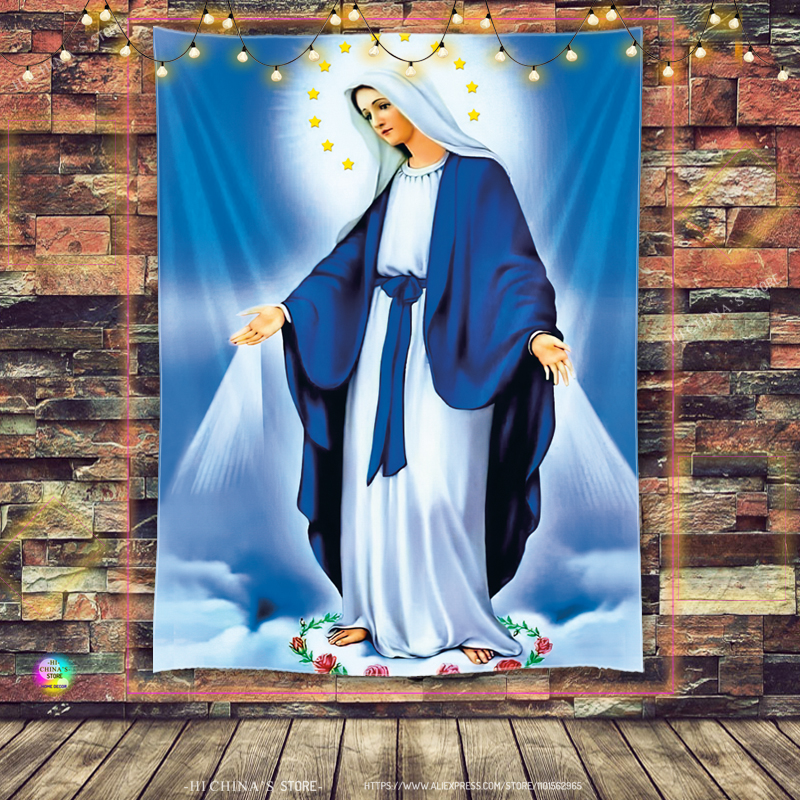 Jesus  Virgin Mary Tapestry Ho - Home Decor Jesus のレビューと価格