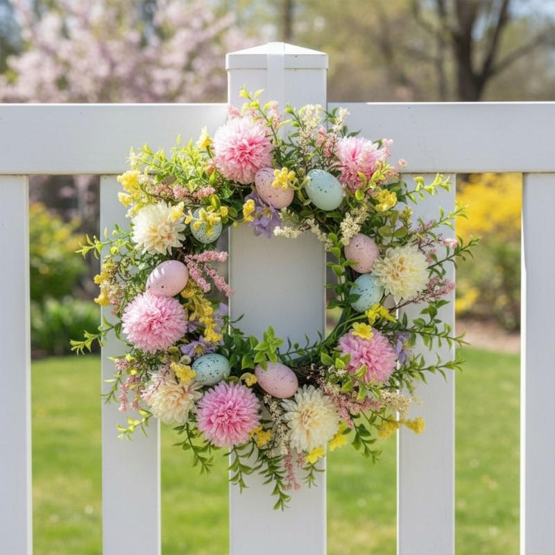 QX2E Easter Door Wreath With A - Home Decor Garland のレビューと価格